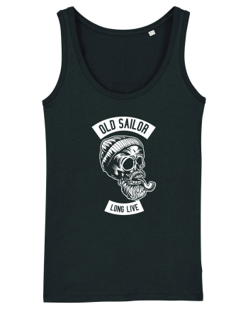 Old Sailor Skull White Black