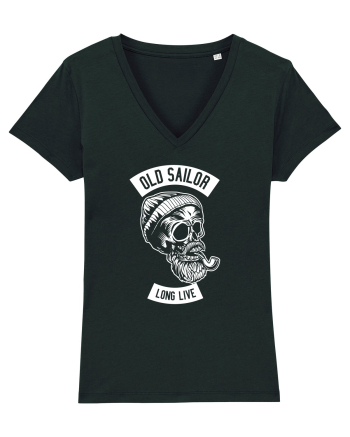 Old Sailor Skull White Black