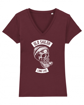 Old Sailor Skull White Burgundy