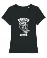 Old Sailor Skull White Tricou mânecă scurtă guler larg fitted Damă Expresser