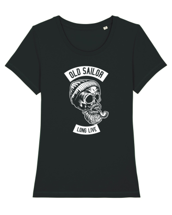 Old Sailor Skull White Black