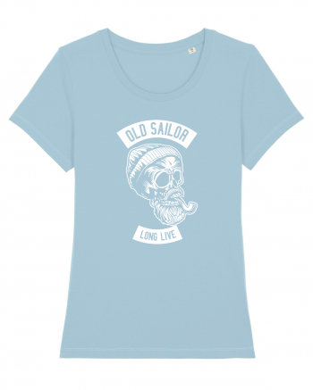 Old Sailor Skull White Sky Blue