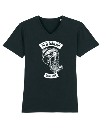Old Sailor Skull White Black