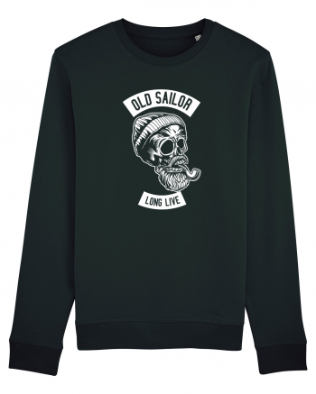 Old Sailor Skull White Black