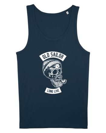 Old Sailor Skull White Navy
