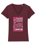 HAIR STYLIST Tricou mânecă scurtă guler V Damă Evoker