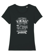 Old Truck Vintage White Tricou mânecă scurtă guler larg fitted Damă Expresser