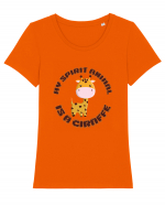 Kawaii Giraffe  Tricou mânecă scurtă guler larg fitted Damă Expresser