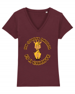 Kawaii Giraffe  Tricou mânecă scurtă guler V Damă Evoker