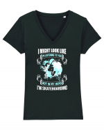 SKATEBOARDING Tricou mânecă scurtă guler V Damă Evoker