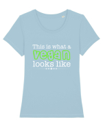 VEGAN Tricou mânecă scurtă guler larg fitted Damă Expresser