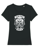Piston Skull Power White Tricou mânecă scurtă guler larg fitted Damă Expresser