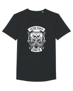 Piston Skull Power White Tricou mânecă scurtă guler larg Bărbat Skater