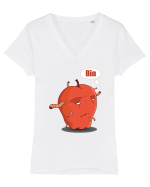 Red Bio worm apple Tricou mânecă scurtă guler V Damă Evoker