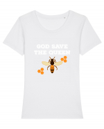 QUEEN BEE Tricou mânecă scurtă guler larg fitted Damă Expresser