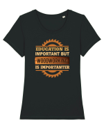 WOOD Tricou mânecă scurtă guler larg fitted Damă Expresser