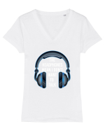 HEADPHONES Tricou mânecă scurtă guler V Damă Evoker