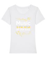 MUSIC Tricou mânecă scurtă guler larg fitted Damă Expresser