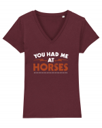 HORSES Tricou mânecă scurtă guler V Damă Evoker