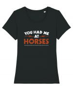 HORSES Tricou mânecă scurtă guler larg fitted Damă Expresser