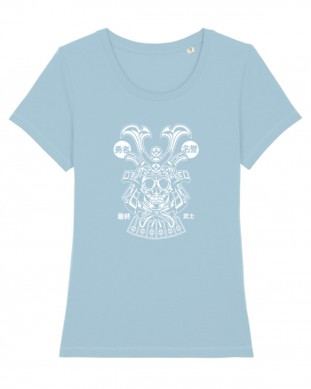 Samurai Skull White Sky Blue