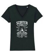 Scooter Classic Vespa White Tricou mânecă scurtă guler V Damă Evoker