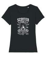 Scooter Classic Vespa White Tricou mânecă scurtă guler larg fitted Damă Expresser