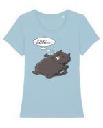 Pisica neagră obosită Meaw... Tricou mânecă scurtă guler larg fitted Damă Expresser
