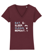 EAT SLEEP CLEAN Tricou mânecă scurtă guler V Damă Evoker