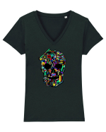 Craniu colorat - Fii unic Tricou mânecă scurtă guler V Damă Evoker