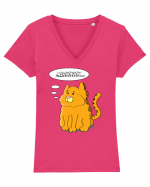 Pisica portocalie Meawwww... Tricou mânecă scurtă guler V Damă Evoker