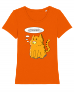 Pisica portocalie Meawwww... Tricou mânecă scurtă guler larg fitted Damă Expresser