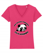 Cute Kawaii Panda Tricou mânecă scurtă guler V Damă Evoker