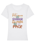 Prefer să am pace Tricou mânecă scurtă guler larg fitted Damă Expresser