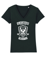 Skateboard Rebellion White Tricou mânecă scurtă guler V Damă Evoker