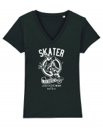 Skater White Tricou mânecă scurtă guler V Damă Evoker