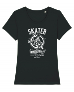 Skater White Tricou mânecă scurtă guler larg fitted Damă Expresser