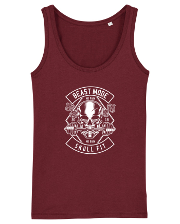 Beast Mode Skull Fitness White Burgundy