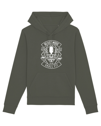 Beast Mode Skull Fitness White Khaki