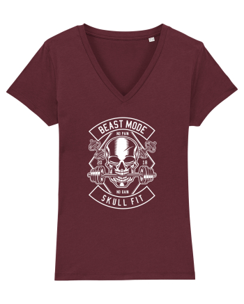 Beast Mode Skull Fitness White Burgundy