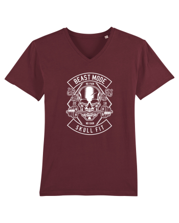 Beast Mode Skull Fitness White Burgundy