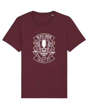 Beast Mode Skull Fitness White Burgundy
