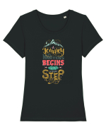 A Journey Of A 1000 Miles Begins With A Single Step Tricou mânecă scurtă guler larg fitted Damă Expresser