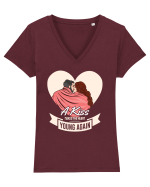 De ziua îndrăgostiților - A kiss makes the heart young again Tricou mânecă scurtă guler V Damă Evoker