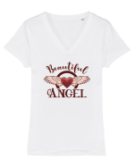 Pentru cupluri - Beautiful angel - AngelDevil1 Tricou mânecă scurtă guler V Damă Evoker