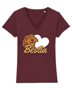Pentru cupluri - Bestia - FrumoasaSiBestia1 Tricou mânecă scurtă guler V Damă Evoker