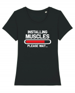 Installing Muscles Please Wait Tricou mânecă scurtă guler larg fitted Damă Expresser