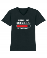 Installing Muscles Please Wait Tricou mânecă scurtă guler V Bărbat Presenter