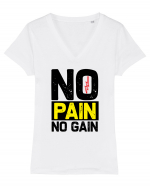 No Pain No Gain Tricou mânecă scurtă guler V Damă Evoker