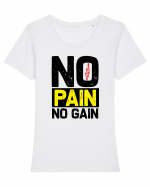 No Pain No Gain Tricou mânecă scurtă guler larg fitted Damă Expresser